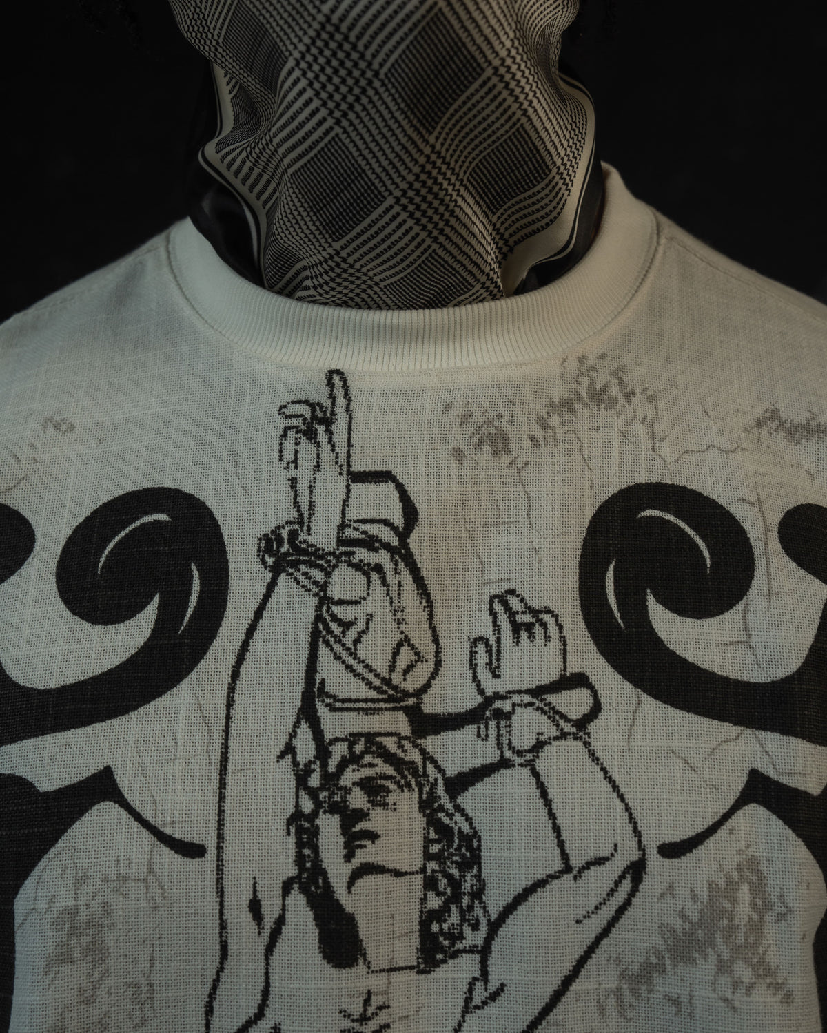 Detailed gothic illustration artwork featured on a heavyweight oversized full sleeve t-shirt